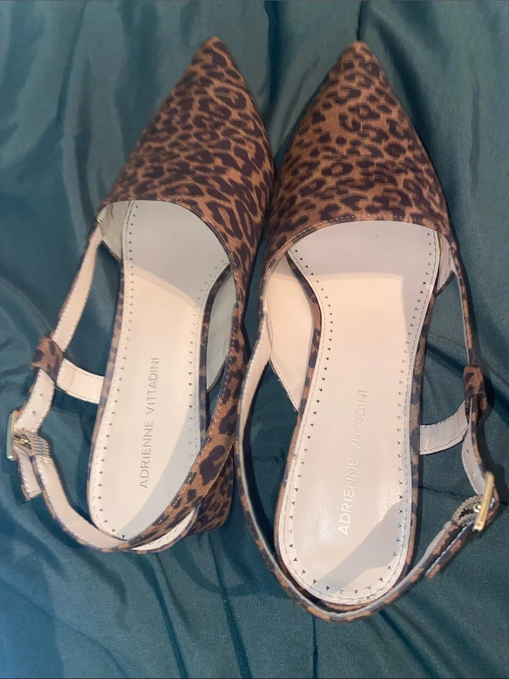 Adrienne Vittadini Leopard-Print Pointed Slingback Flats - Brown & Black